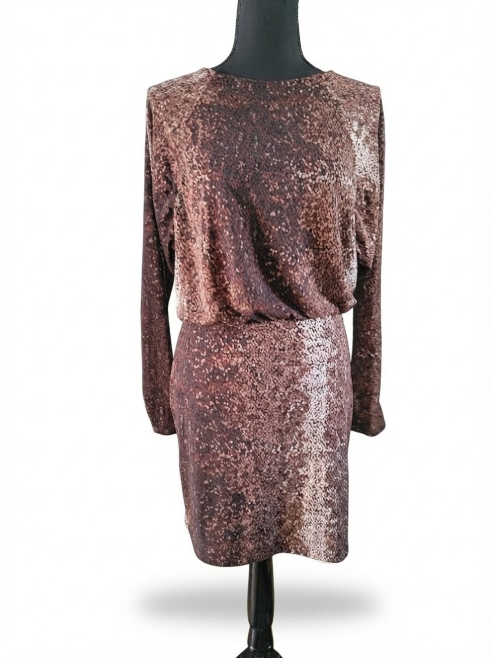H&M Bronze Long-Sleeve Blouson Dress